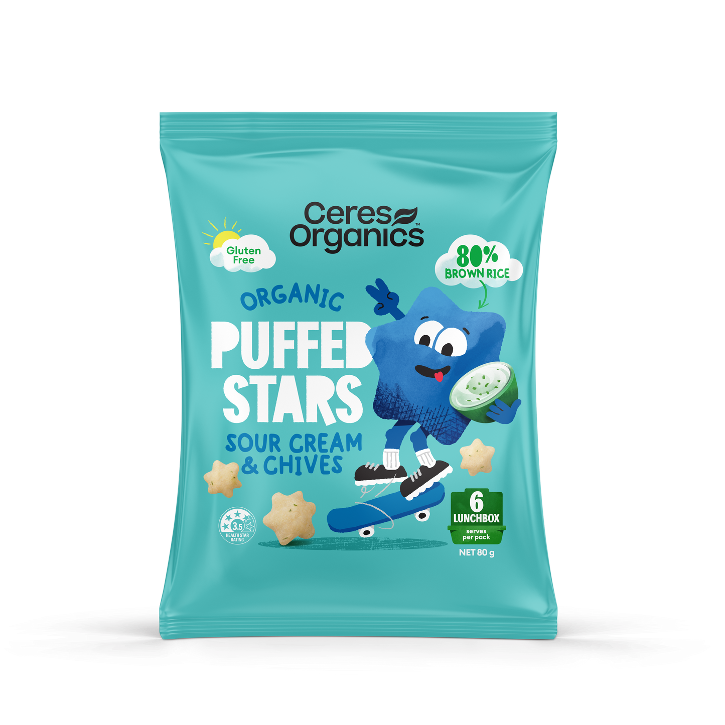 Ceres Organics Puffed Stars Sour Cream & Chives 80g