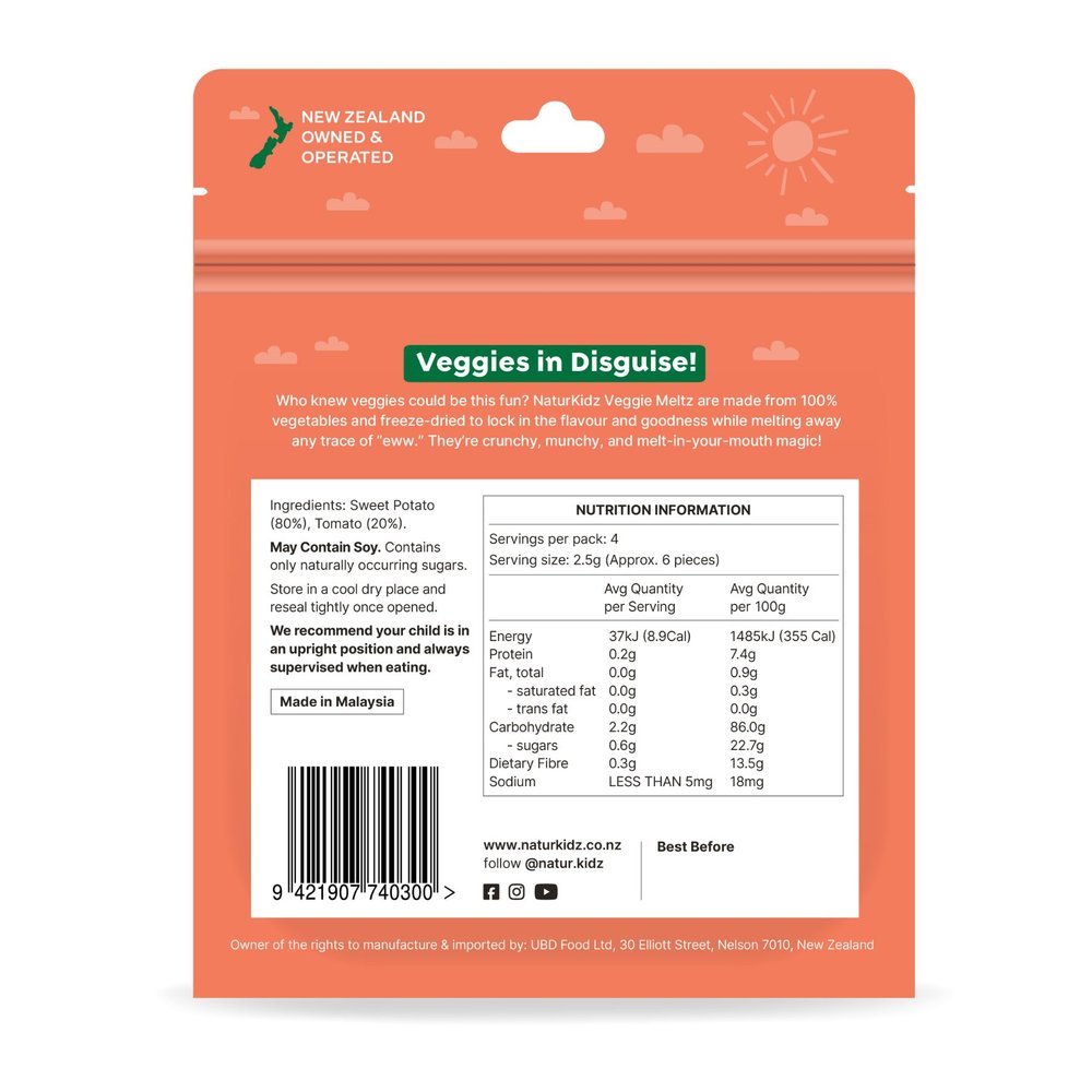 NaturKidz Veggie Meltz Tomato & Sweet Potato 10G