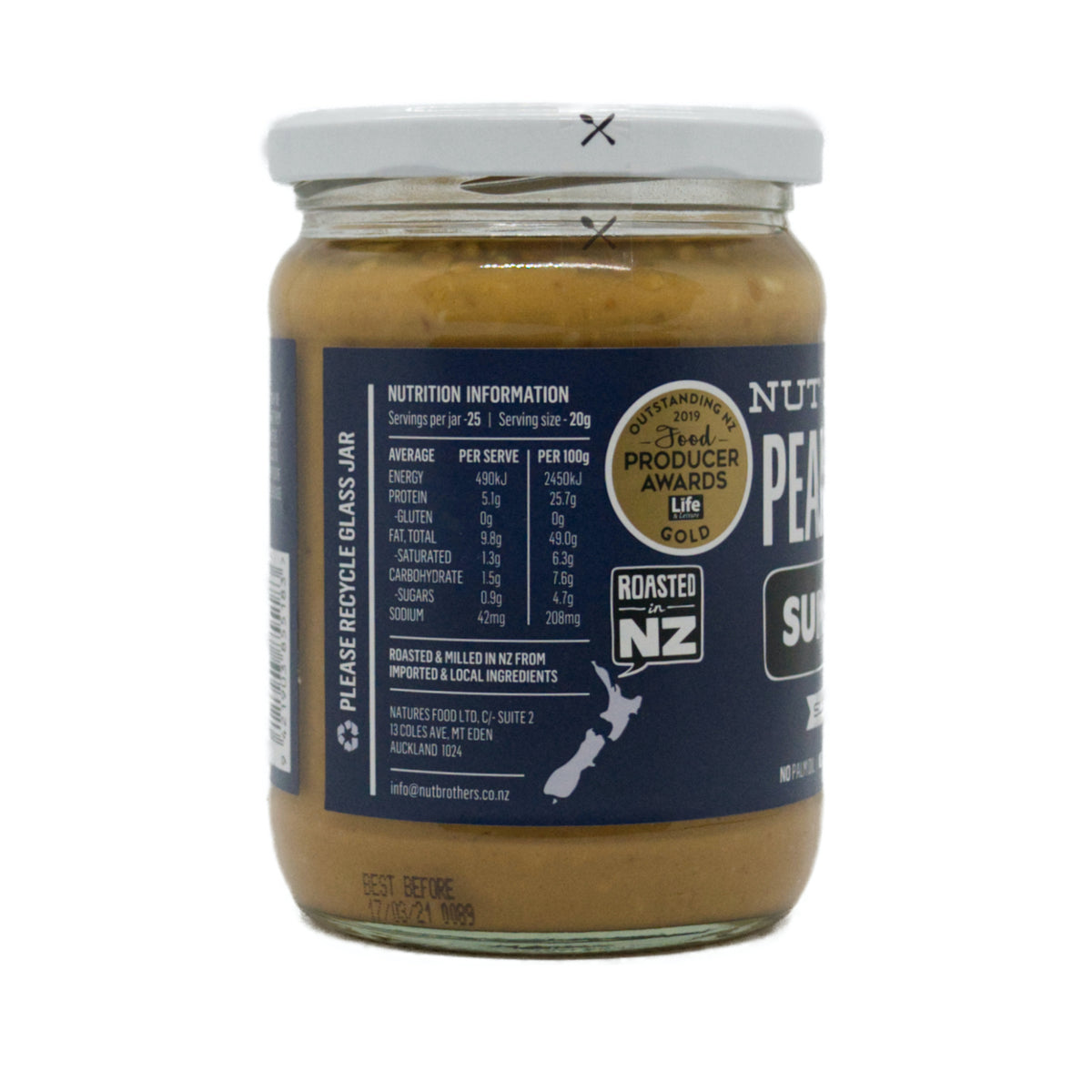 Nut Brothers Super Smooth Lightly Salted Peanut Butter 500g, Pantry