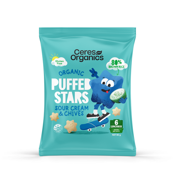 Ceres Organics Puffed Stars Sour Cream & Chives 80g