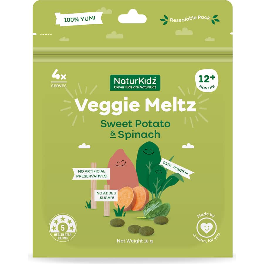 NaturKidz Veggie Meltz Spinach & Sweet Potato 10G