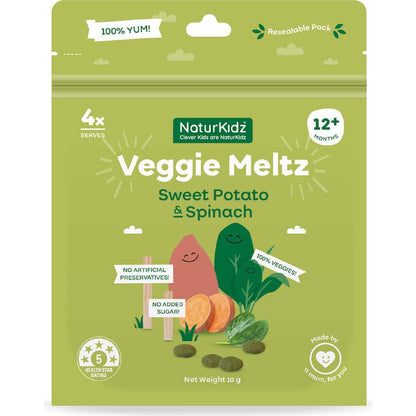 NaturKidz Veggie Meltz Spinach & Sweet Potato 10G