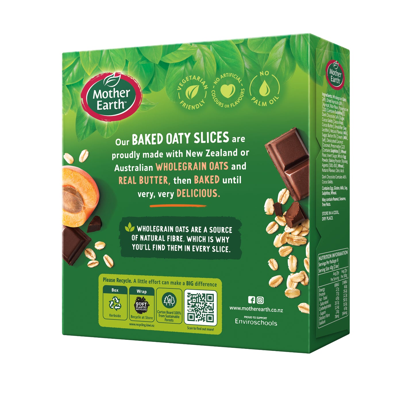 Mother Earth Baked Oaty Slice Apricot and Chocolate