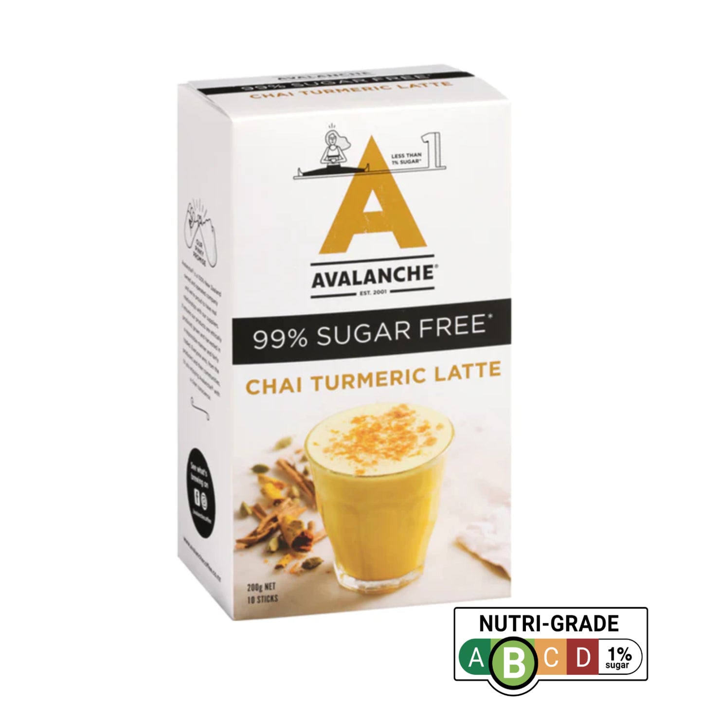 AVALANCHE 99% Sugar Free Chai Turmeric Latte 200gm 10s