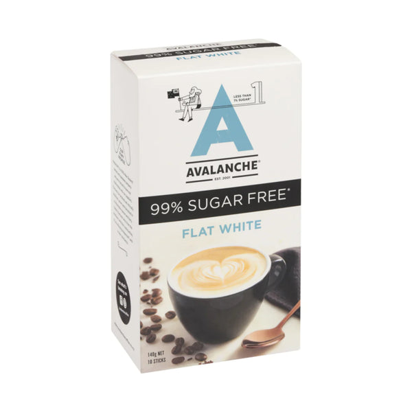AVALANCHE 99% Sugar Free Flat White 140gm 10s - by Optimo Foods