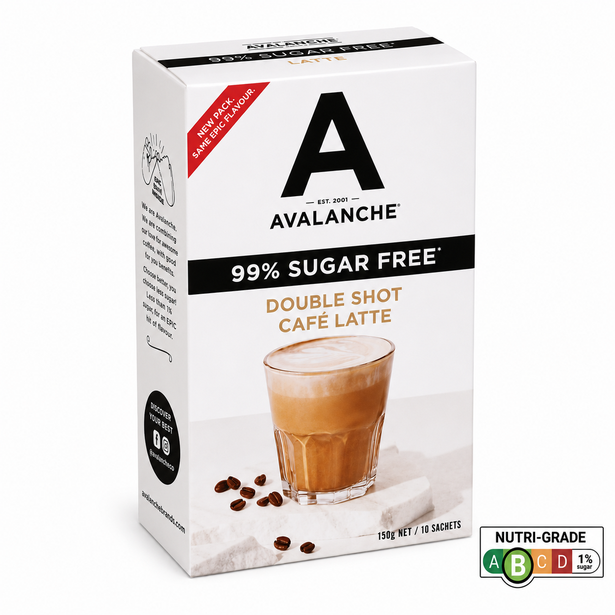 AVALANCHE 99% Sugar Free Double Shot Latte 160gm 10s
