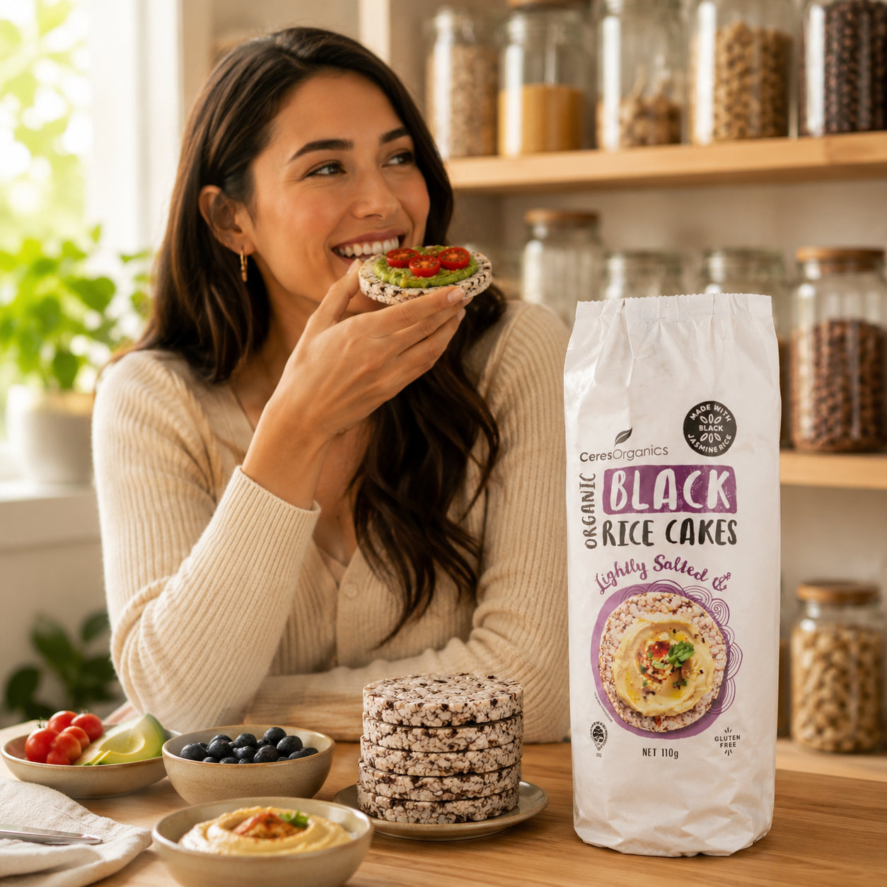 Ceres Organics Black Rice Cakes Lightly Salted 110g