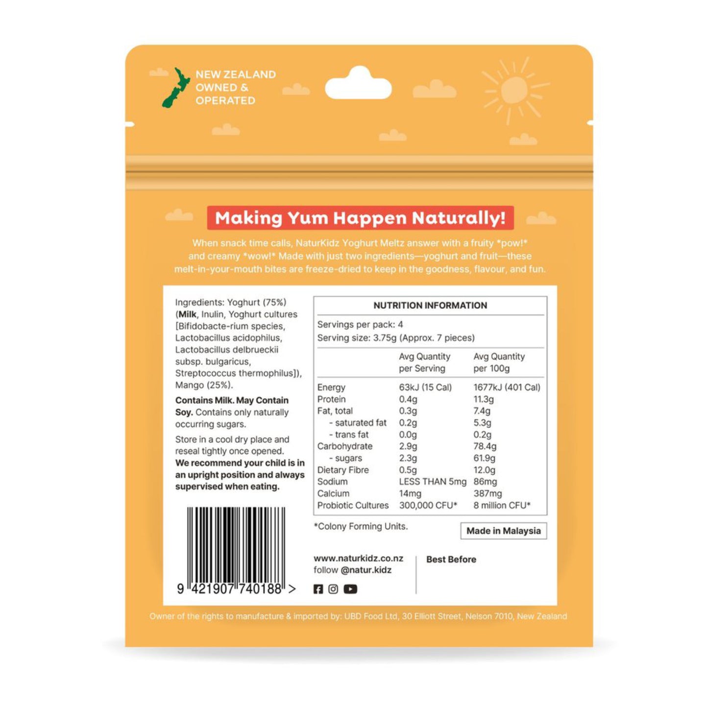 NaturKidz Yoghurt Meltz Mango 15G