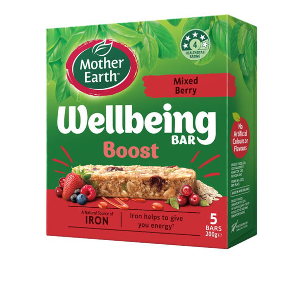 Mother Earth Wellbeing Bars Mixed Berry Boost