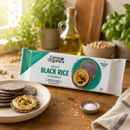 Ceres Organics Black Rice Crackers Thai Riceberry 115g