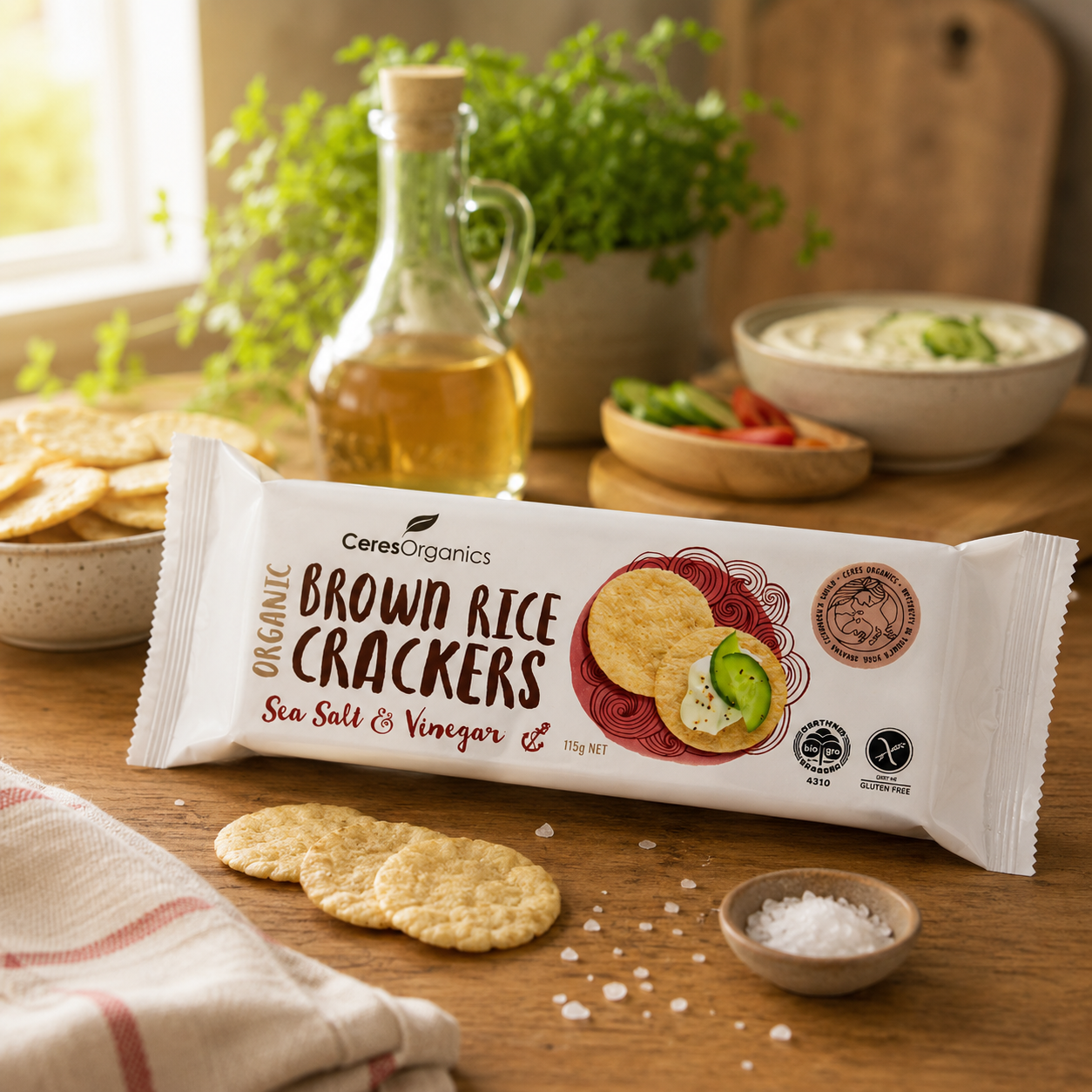 Ceres Organics Brown Rice Crackers Sea Salt & Vinegar