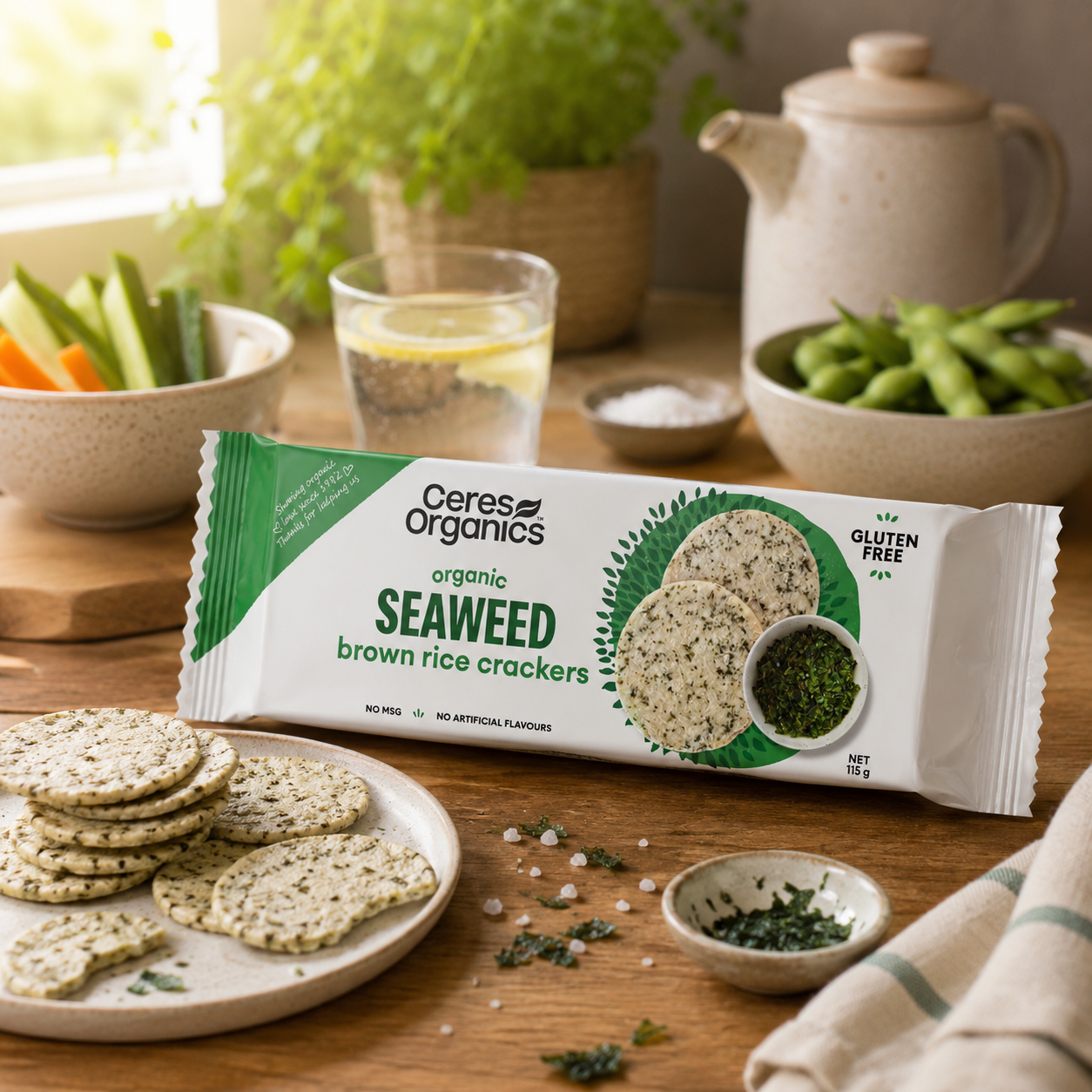 Ceres Organics Brown Rice Crackers Seaweed
