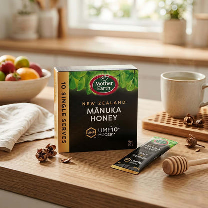 Mother earth UMF™ 10+ Mānuka Honey Single Serves 10x8g