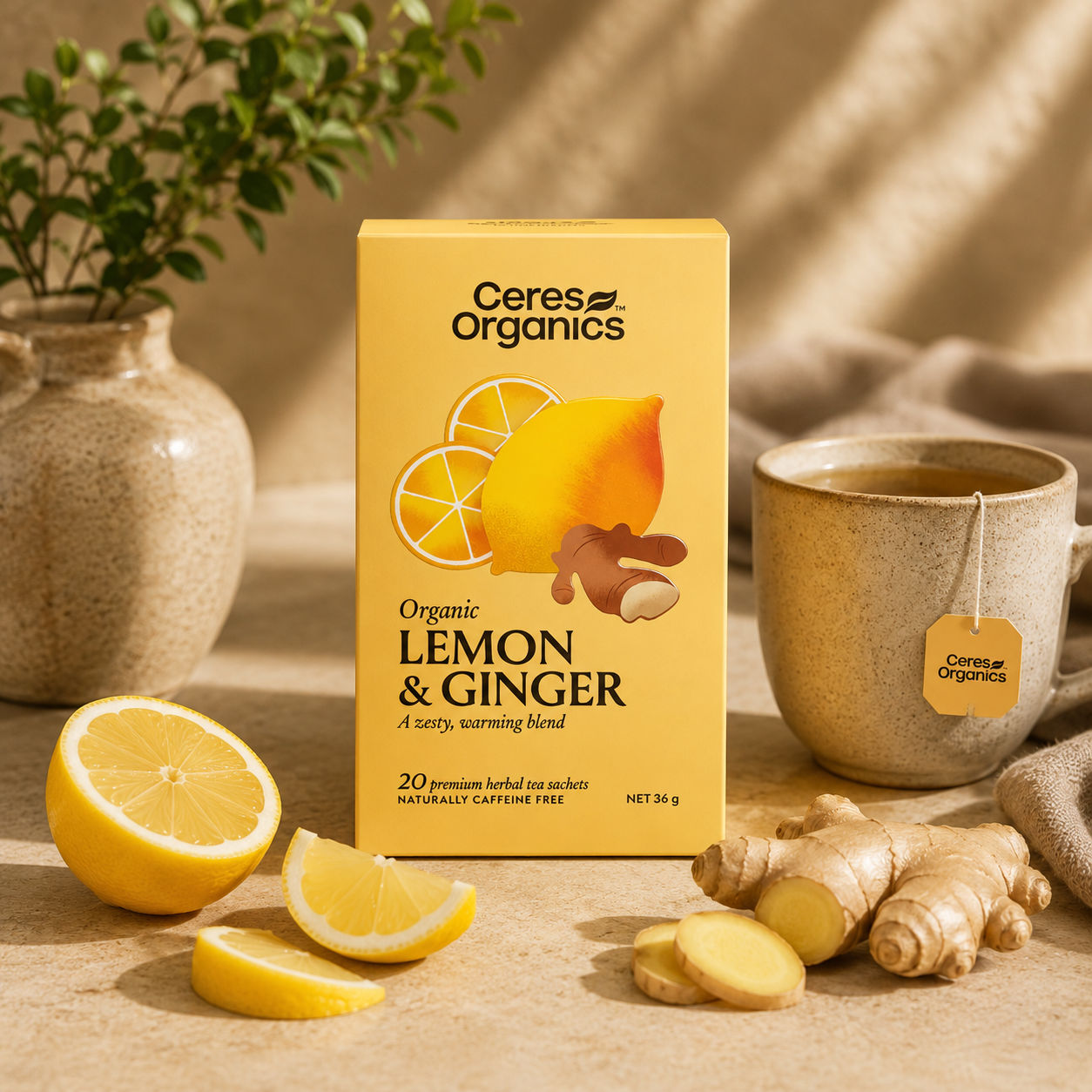 Ceres Organics Organic Lemon & Ginger Herbal Tea 20 Bags