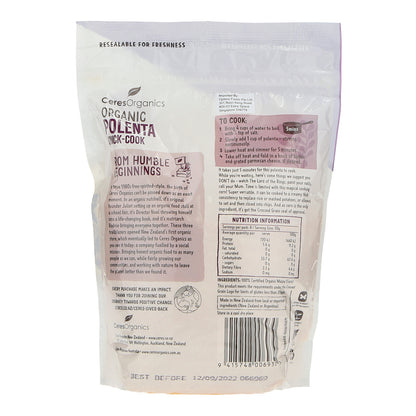 CERES ORGANICS Polenta Quick Cooking - Easy Meal Preperation