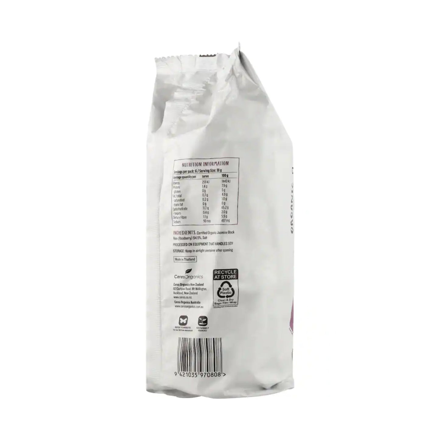 Ceres Organics Black Rice Cakes Lightly Salted 110g
