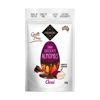 Hugos Guilt Free Lightly Chocolate Dipped Acai Dusted Almonds 120g