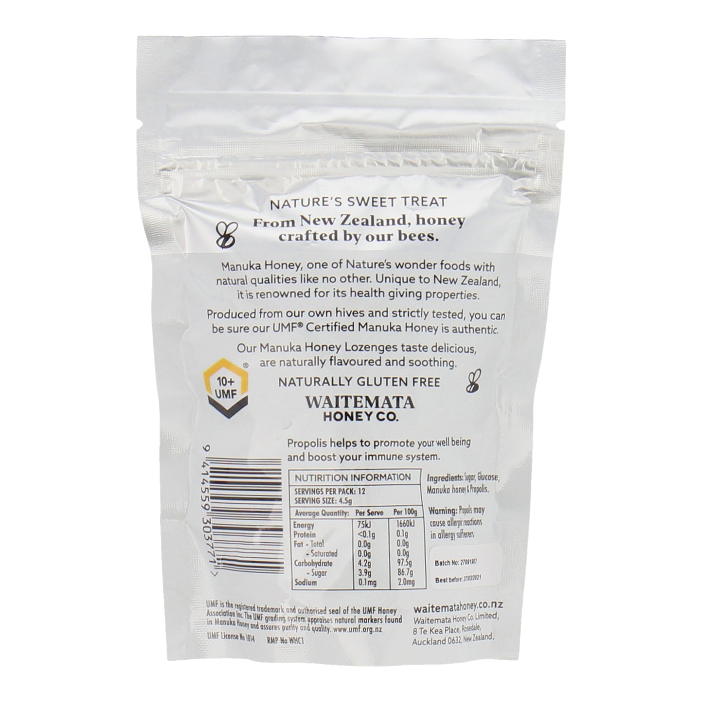 Waitemata Lozenges UMF 10+ Propolis 54g