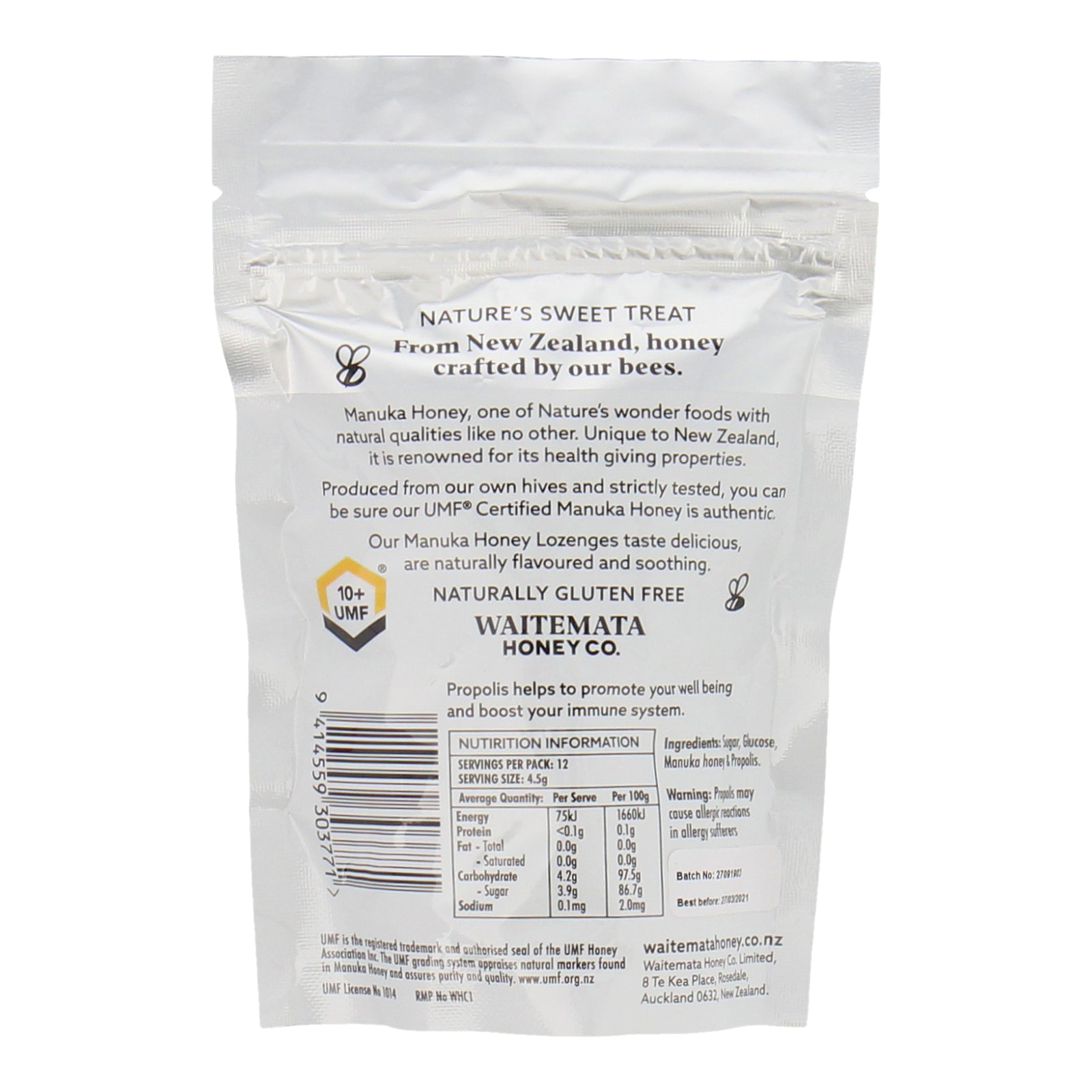 Waitemata Lozenges UMF 10+ Propolis 54g